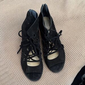 Black Suede Lace-Up Women's Shoes